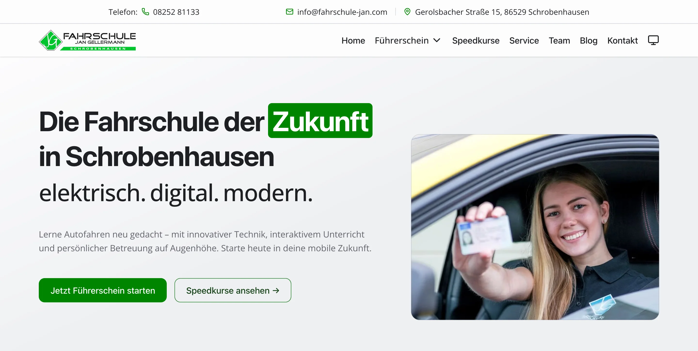 Modern website for a German driving school